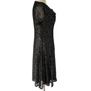 chinese dress ladies Gabby Skye Women's Long Sleeved Round Neck Lace A-line Dress Dress, Black/Navy,  4 at Amazon Women's Clothing store main image 1